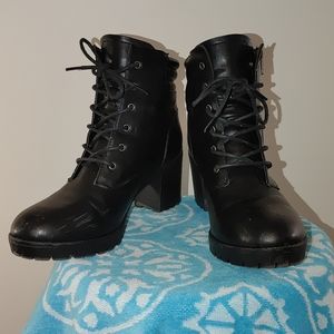 Brash Heeled Combat Boots Black 11